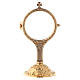 Ostensoir eucharistique 15,5 cm sur base baroque moulée laiton doré 24K s1