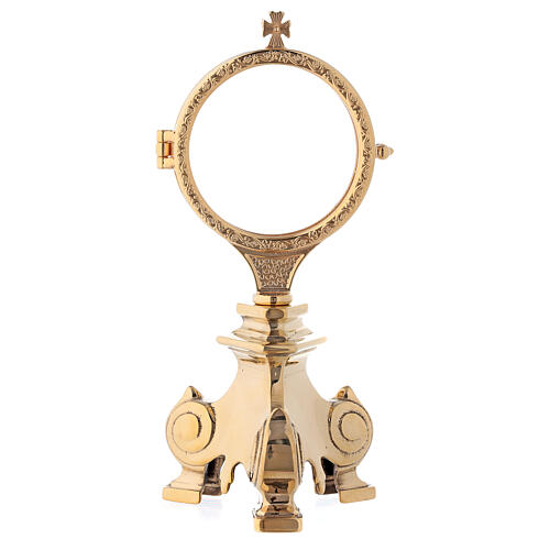 Monstrance baroque style, 24K golden brass 20 cm 1