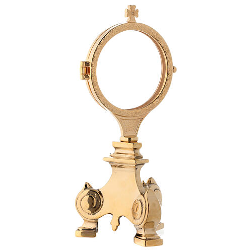 Monstrance baroque style, 24K golden brass 20 cm 2