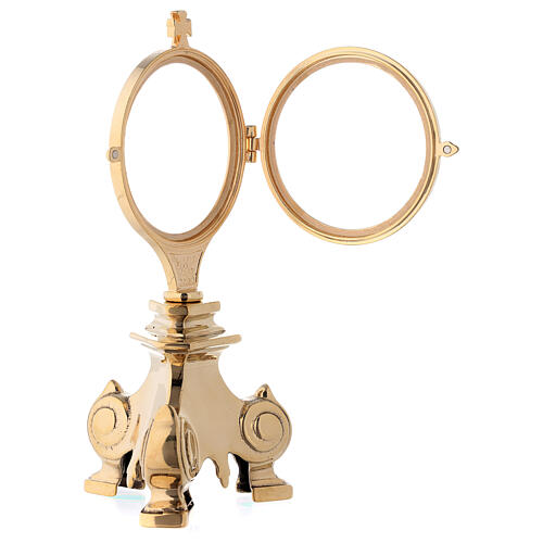 Monstrance baroque style, 24K golden brass 20 cm 3