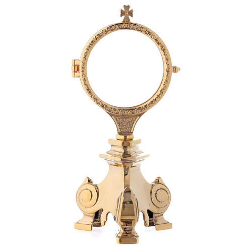 Monstrance with Baroque base 8 in 24-karat gold plated brass 1