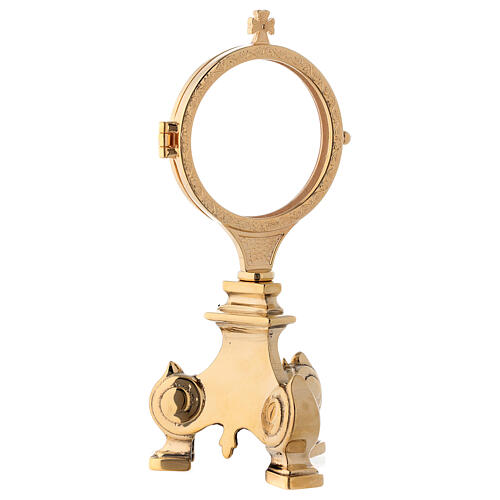 Monstrance with Baroque base 8 in 24-karat gold plated brass 2