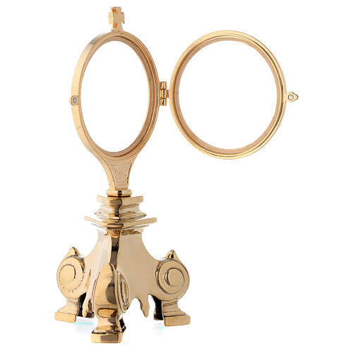 Monstrance with Baroque base 8 in 24-karat gold plated brass 3