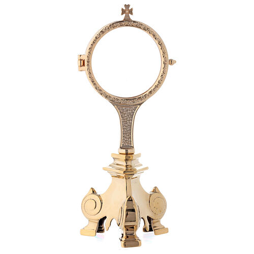 Gold plated monstrance in brass with Baroque base 9 in 1
