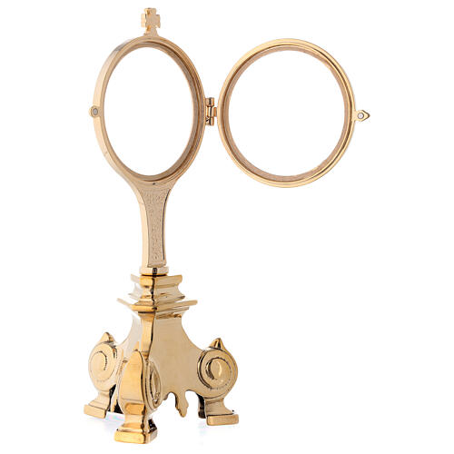 Gold plated monstrance in brass with Baroque base 9 in 3