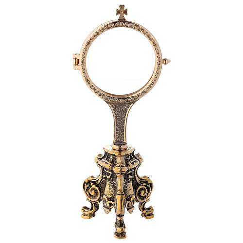 Rococo monstrance 8 1/2 in 24-karat gold plated brass 1