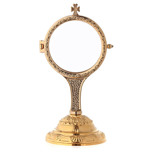 Monstrance with decorated base, 24K golden brass 1