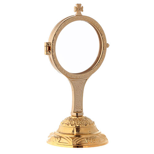 Monstrance with decorated base, 24K golden brass 2