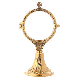 Monstrance with hammered and decorated base 6 3/4 in