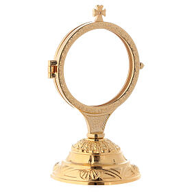 Monstrance with decorated base, 24K golden brass 15 cm