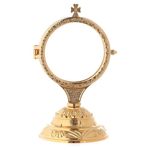 Monstrance with decorated base, 24K golden brass 15 cm 1