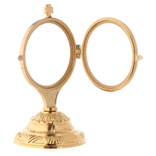 Monstrance with decorated base, 24K golden brass 15 cm 3