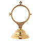 Monstrance with decorated base, 24K golden brass 15 cm s1