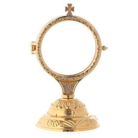 Gold plated brass monstrance with decorated base 6 in