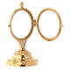 Gold plated brass monstrance with decorated base 6 in s3