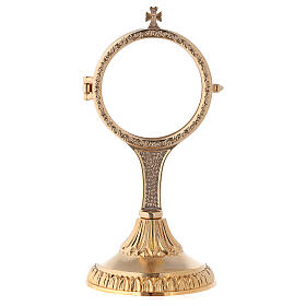 Gold plated brass monstrance 8 in branches of grapes