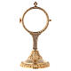 Gold plated brass monstrance 8 in branches of grapes s1