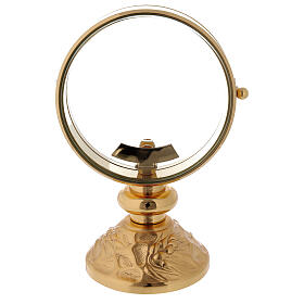 Gold plated brass monstrance with spike on the base diam. 11 cm