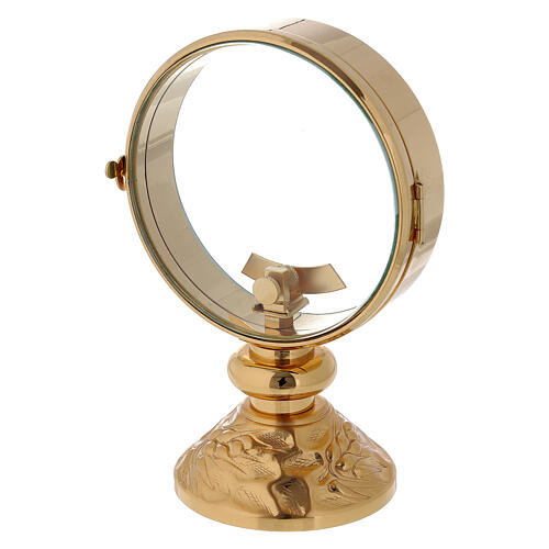 Gold plated brass monstrance with spike on the base diam. 11 cm 2