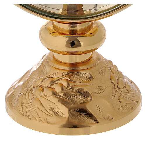 Gold plated brass monstrance with spike on the base diam. 11 cm 3