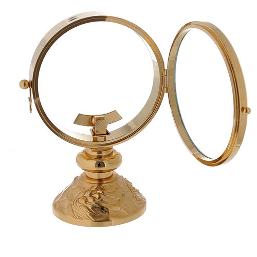 Gold plated brass monstrance with spike on the base diam. 11 cm 4