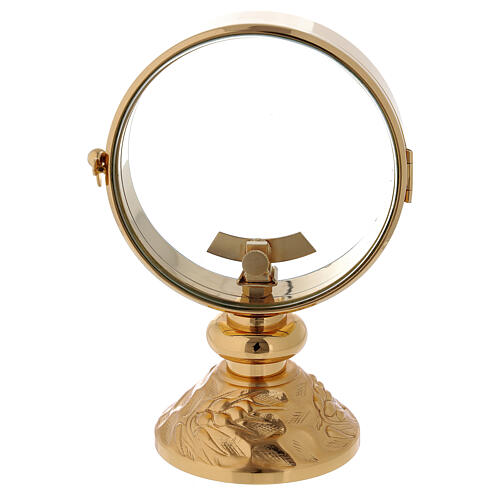 Gold plated brass monstrance with spike on the base diam. 11 cm 5