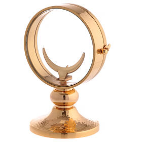 Monstrance of smooth gold plated brass diam. 11 cm