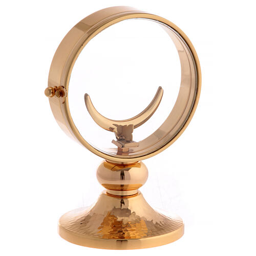 Monstrance of smooth gold plated brass diam. 11 cm 4