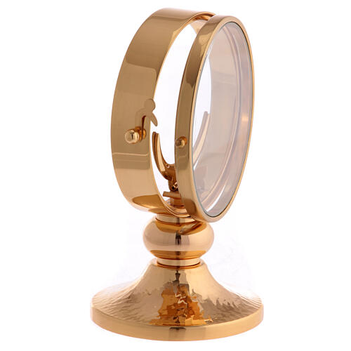 Monstrance of smooth gold plated brass diam. 11 cm 5
