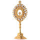 Gold plated brass reliquary with white crystals h 8 in s1