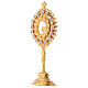 Gold plated brass reliquary with white crystals h 8 in s3