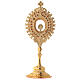 Gold plated brass reliquary with white crystals h 8 in s5