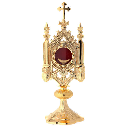 Reliquary in gilded brass gothic shrine 9 cm 1