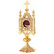 Reliquary in gilded brass gothic shrine 9 cm s3
