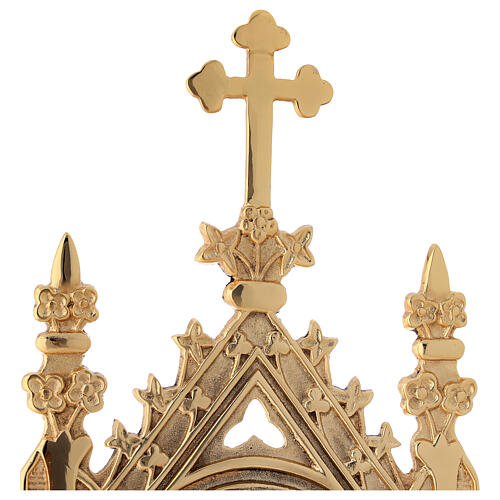 Reliquiario ottone dorato gotico teca 8,5 cm 4