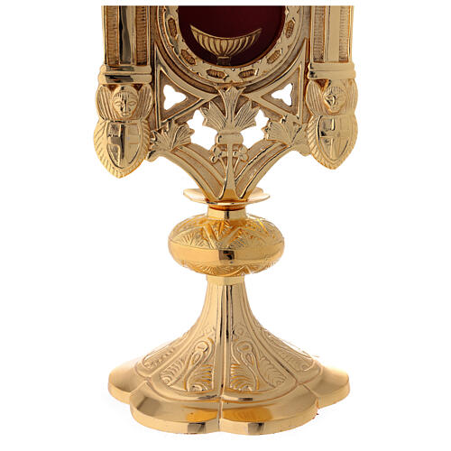Reliquiario ottone dorato gotico teca 8,5 cm 5