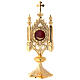 Reliquiario ottone dorato gotico teca 8,5 cm s1