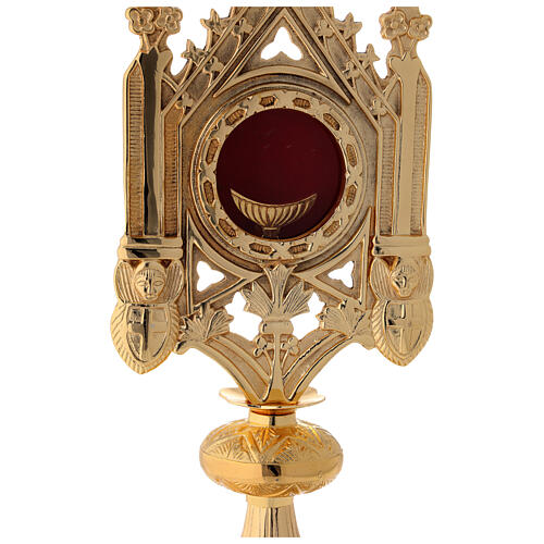 Relicário latão dourado gótico luneta 8,5 cm 2