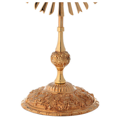 Reliquary with rays 32 cm, round relic box, gold plated brass 4