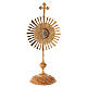 Reliquary with rays 32 cm, round relic box, gold plated brass s1