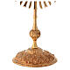 Reliquary with rays 32 cm, round relic box, gold plated brass s4