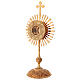 Reliquary with rays 32 cm, round relic box, gold plated brass s5