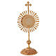 Reliquary with rays 32 cm, round relic box, gold plated brass s6