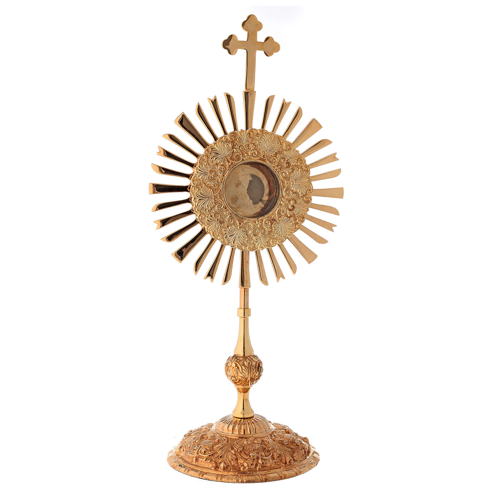 Reliquiario raggiera 32 cm teca tonda ottone dorato | vendita online su ...