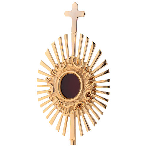 Gold plated brass reliquary with rays 13 3/4 in 2