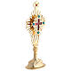 Relicario latón dorado cristales cruz decorada altura 30 cm s3