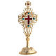 Reliquaire laiton doré cristaux croix décorée hauteur 30 cm s1