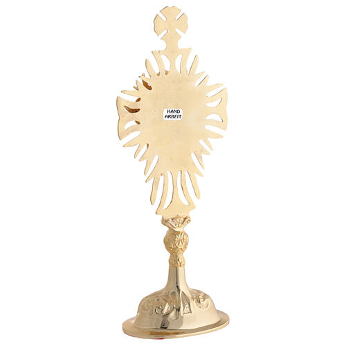 Relikwiarz mosiądz pozłacany i kryształy, dekorowany krzyż, h 30 cm 7
