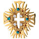 Gold plated brass reliquary with crystals and decorated cross h 12 in s2