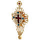 Gold plated brass reliquary with crystals and decorated cross h 12 in s4